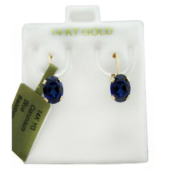 Genuine 1.62 Cts Blue Sapphire Earrings 14k Gold